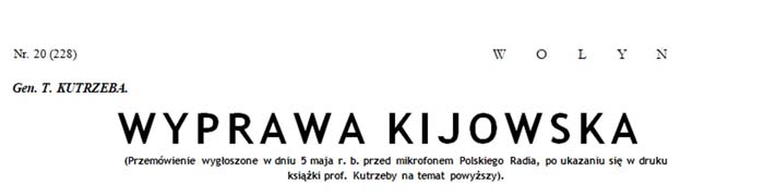 WYPRAWA KIJOWSKA  Wołyń - Tygodnik społeczny, polityczny i gospodarczy 15 maj 1937 r.